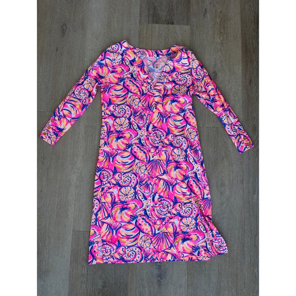 Lilly Pulitzer Shell Of A Time Riva Starfish Dress Pink Orange Small Womens sz S - Picture 1 of 6